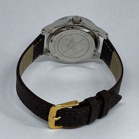 Michael Kors MK5401 Women's Brown Leather Analog White Dial Quartz Watch XX948 - Picture 10 of 12